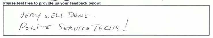 Very well done. Polite Service Techs!