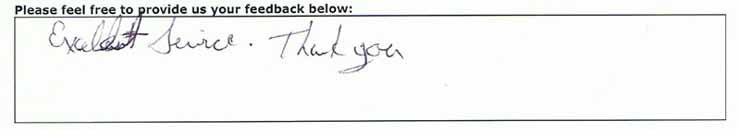 Excellent service. Thank You