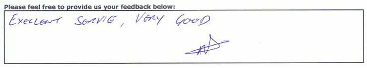 Excellent service, very good